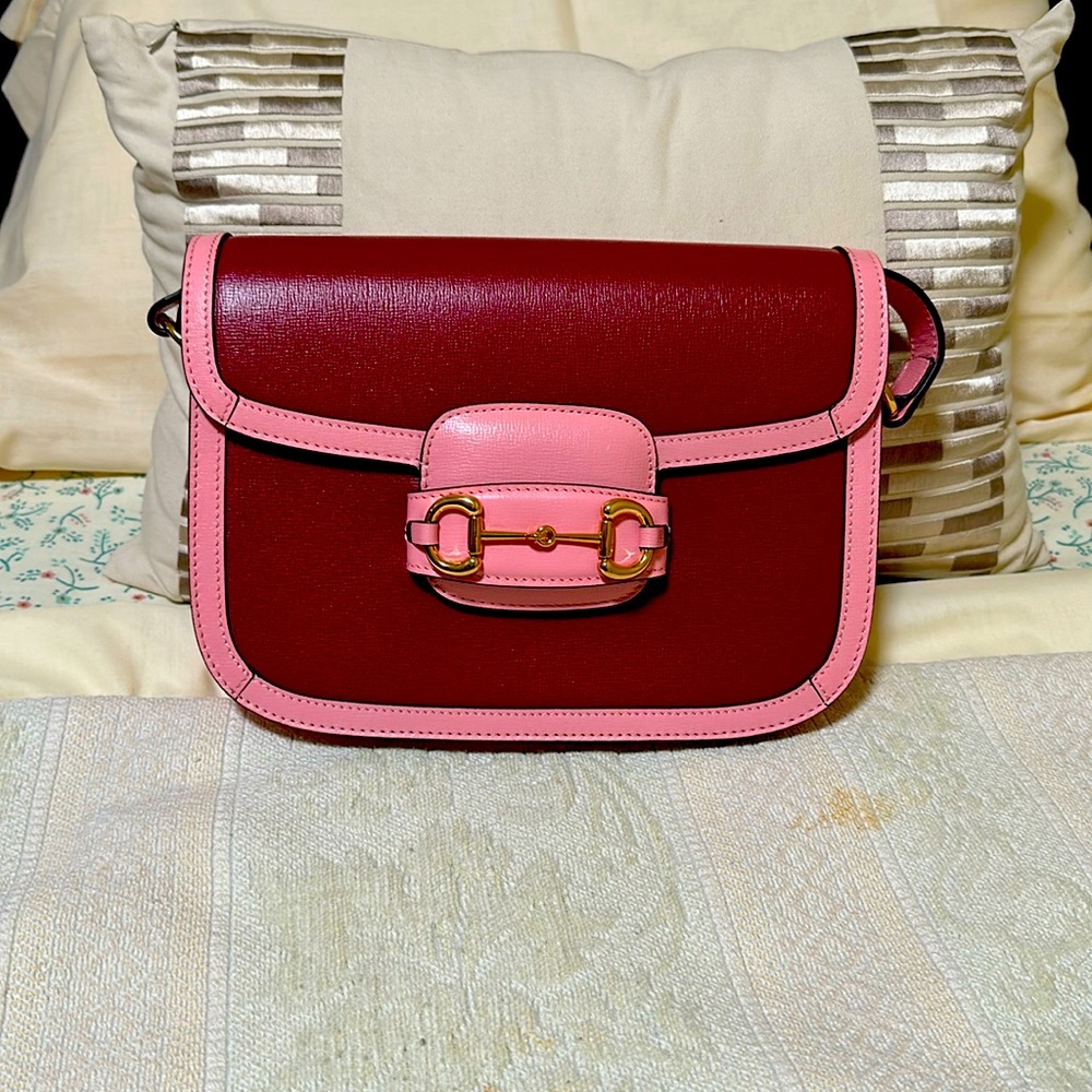 Gucci bag azalea calfskin horsebit 1155 shoulder bag, new cherry red wild